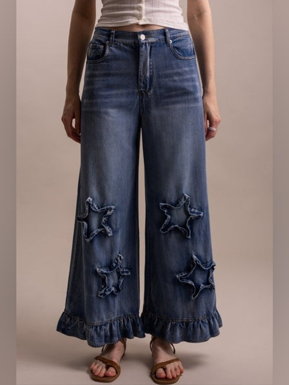 NWT Blue Velvet Large Twinkle & Twirl Star Appliqué Blue Jeans